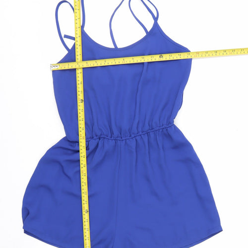 LOVE Women's Blue XS Sleeveless Elastic Waist Summer Playsuit