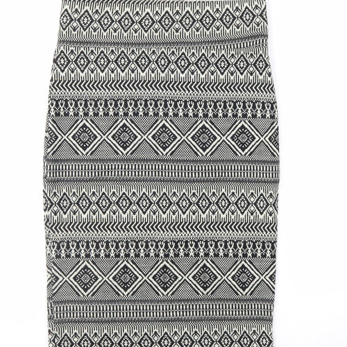 River Island Women's Black Geometric Knit Pencil Skirt Size 12