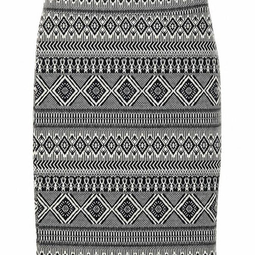 River Island Women's Black Geometric Knit Pencil Skirt Size 12