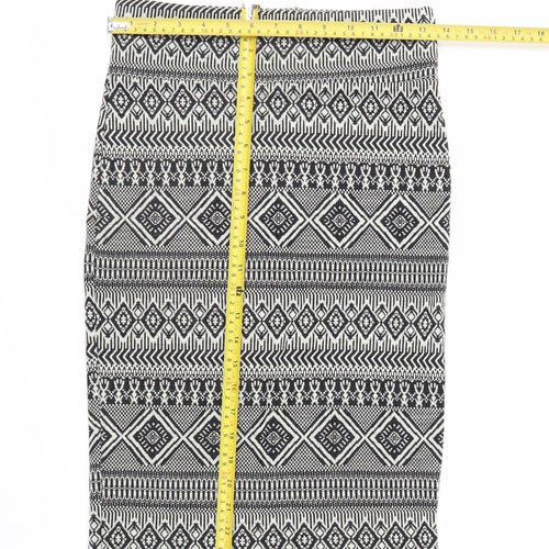 River Island Women's Black Geometric Knit Pencil Skirt Size 12