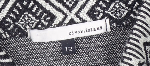 River Island Women's Black Geometric Knit Pencil Skirt Size 12