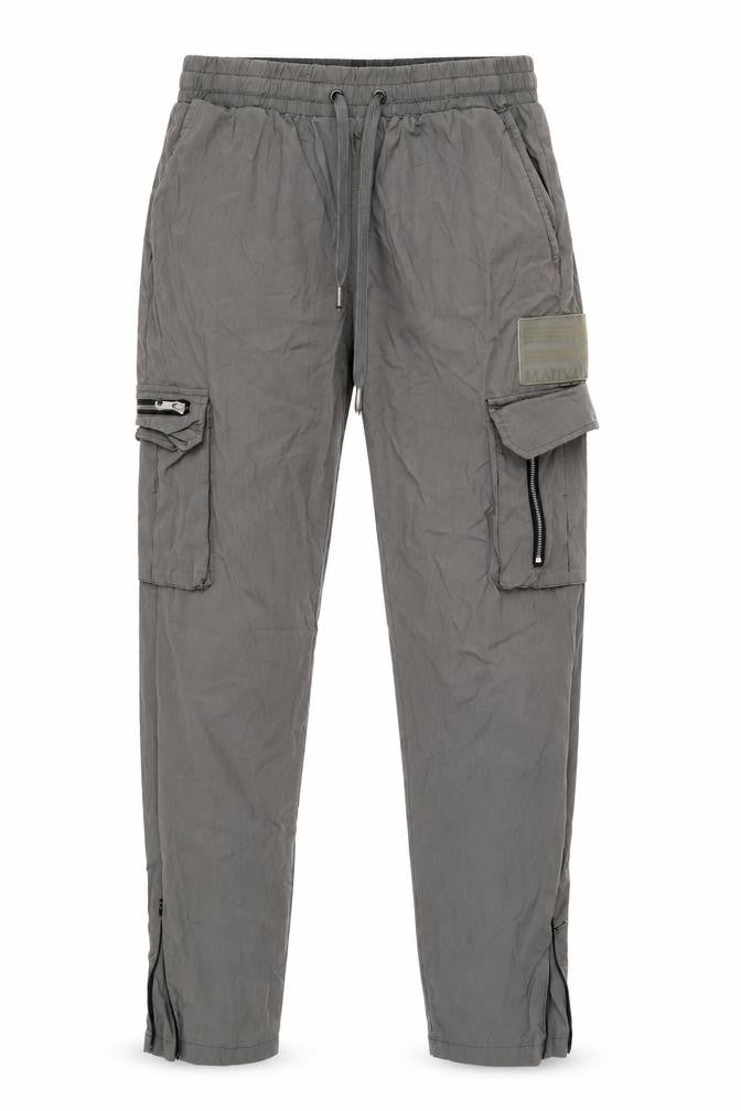 Mauvais Men's Grey Cargo Trousers Size 30 Slim Fit Elastic Waist