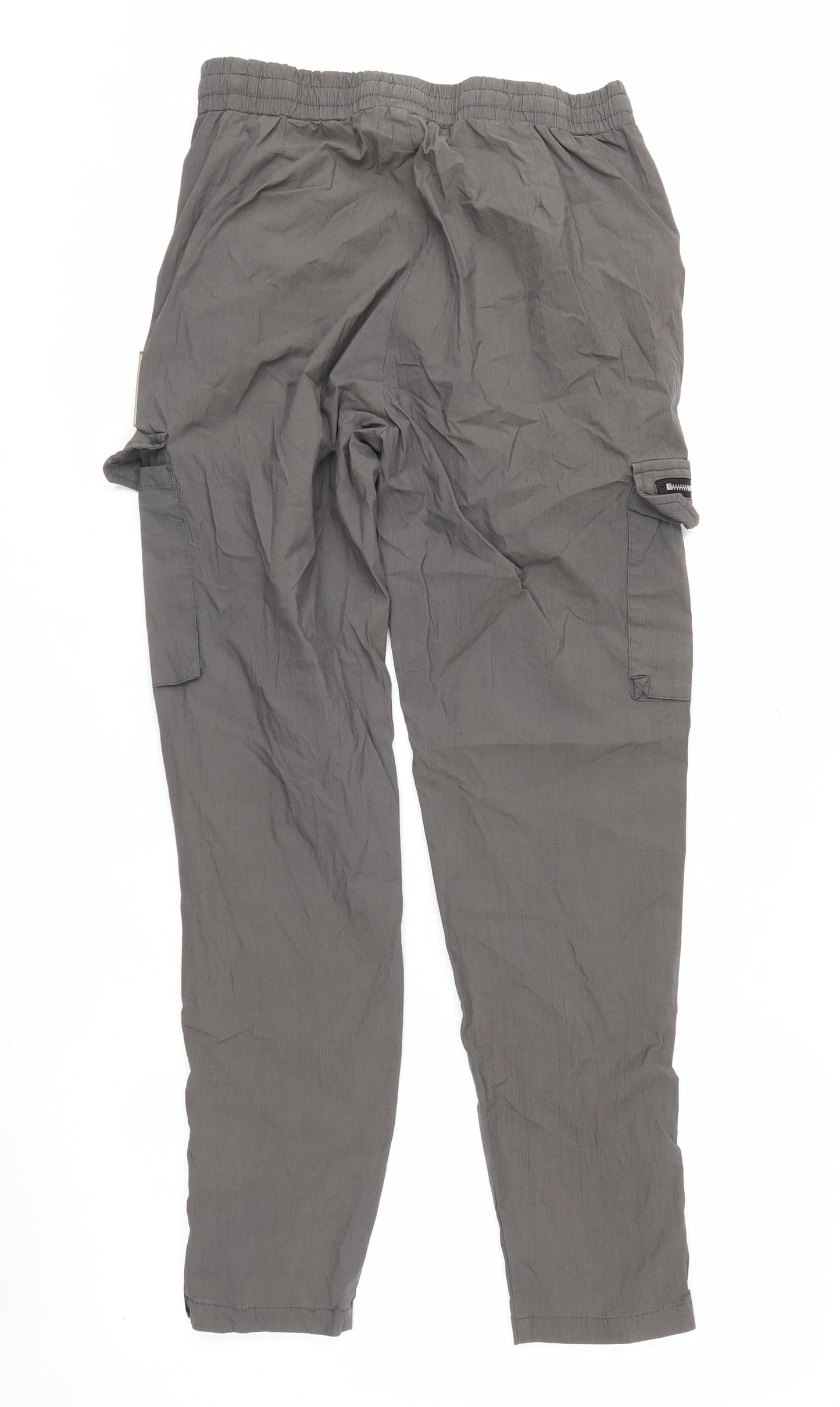 Mauvais Men's Grey Cargo Trousers Size 30 Slim Fit Elastic Waist