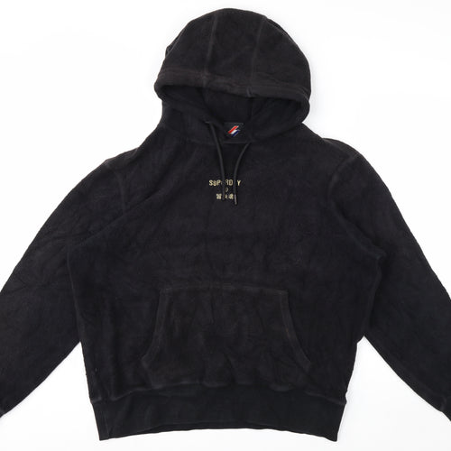 Superdry Men’s Black 2XL Pullover Fleece Hoodie with Logo