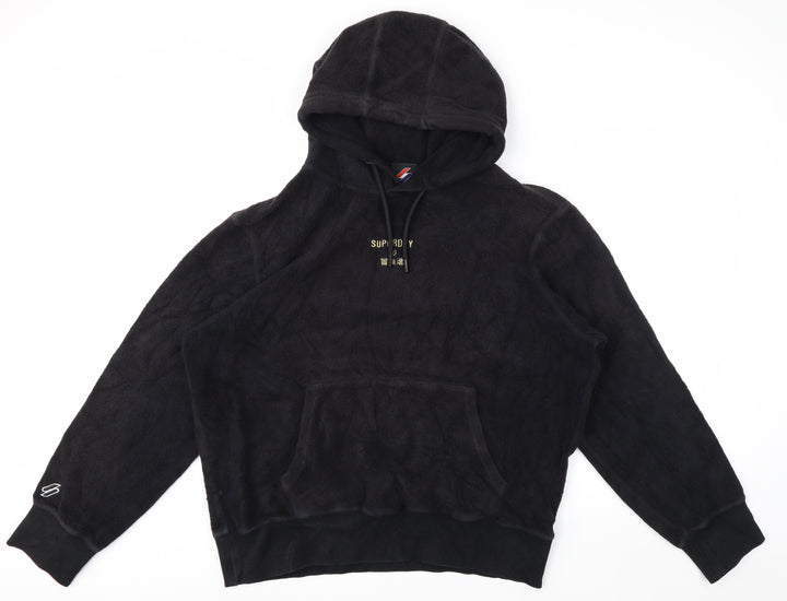 Superdry Men’s Black 2XL Pullover Fleece Hoodie with Logo