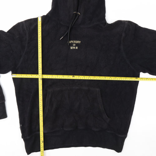 Superdry Men’s Black 2XL Pullover Fleece Hoodie with Logo