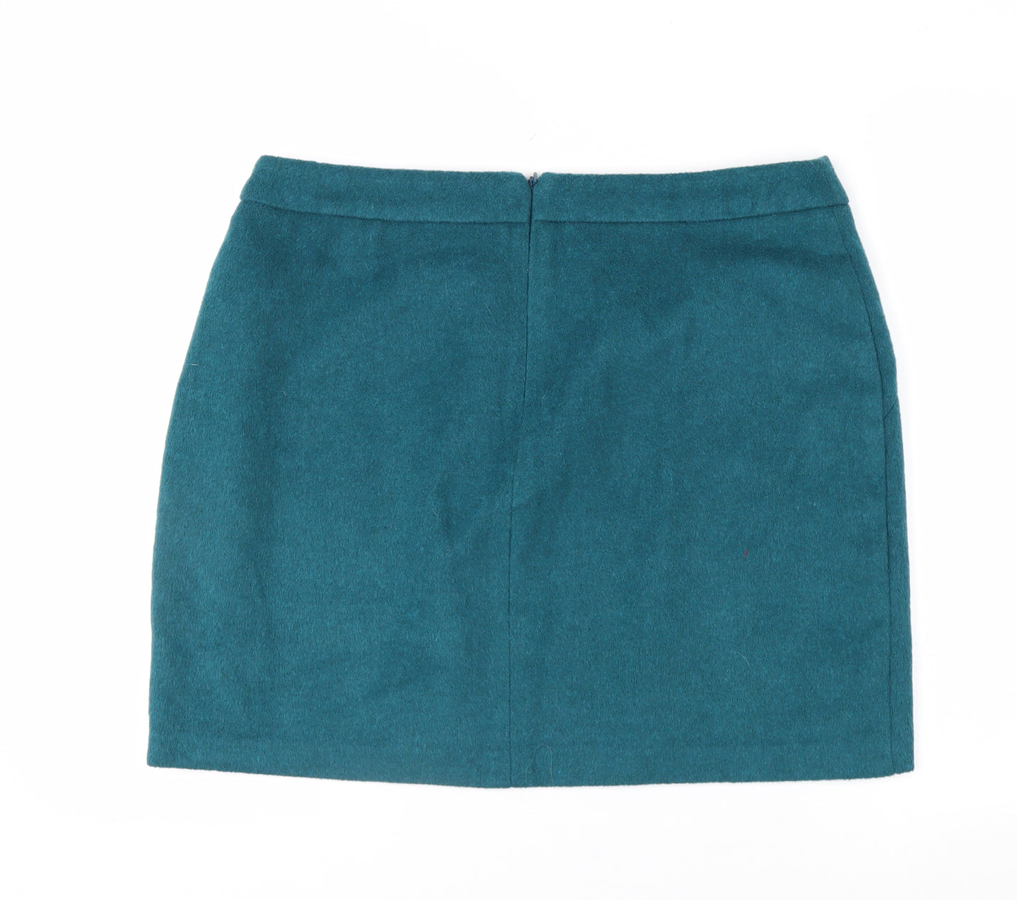 George Women's Teal Wool Blend Short Zip Pencil Skirt Size 16