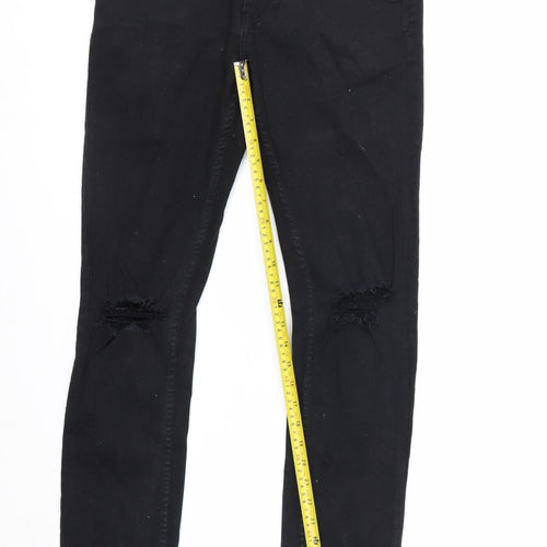 New Look Men’s Black Skinny Stretch Jeans 32W 32L Distressed Denim