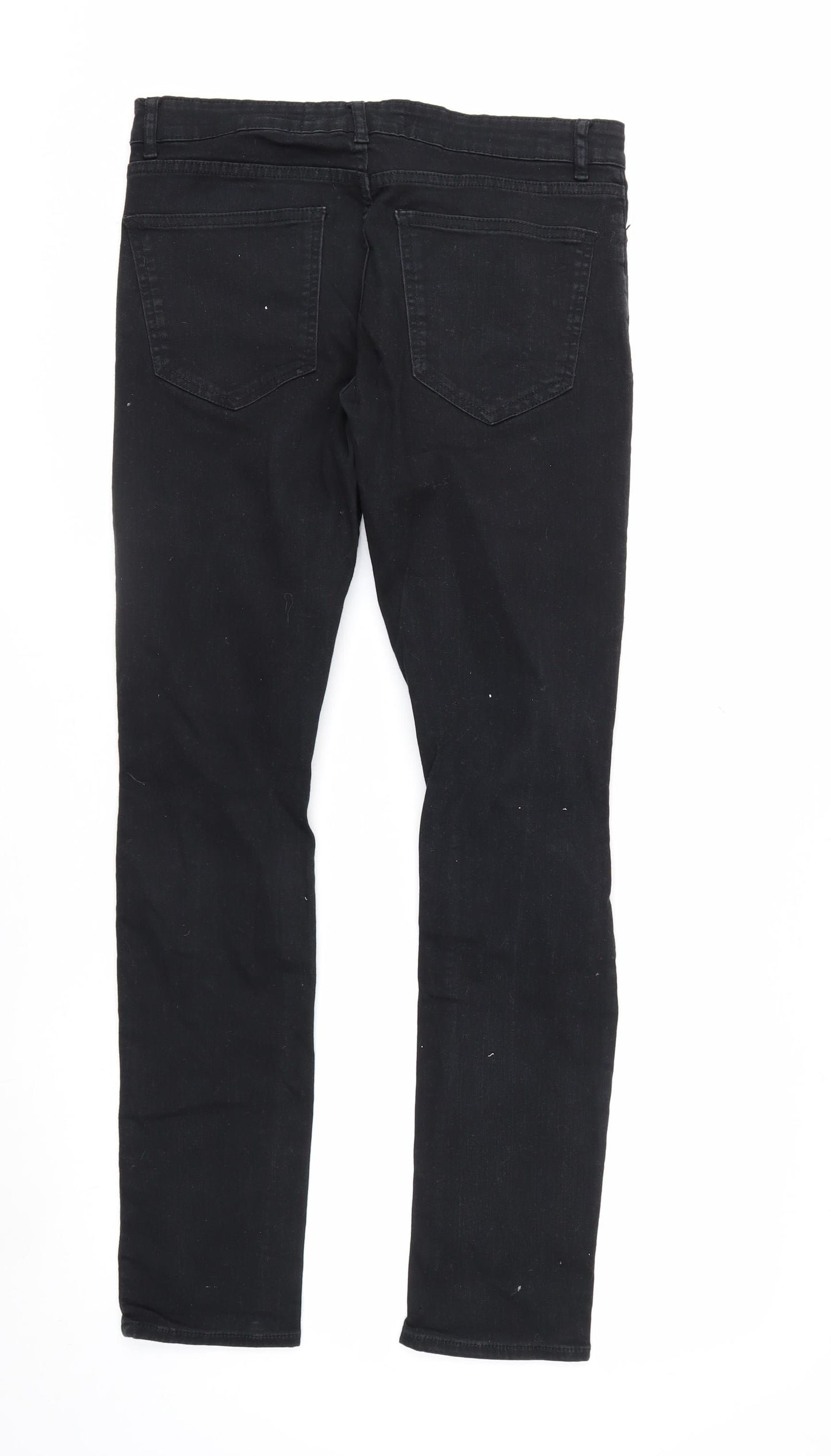 New Look Men’s Black Skinny Stretch Jeans 32W 32L Distressed Denim