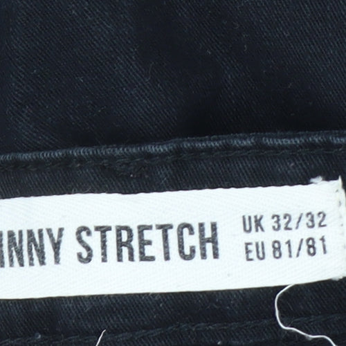 New Look Men’s Black Skinny Stretch Jeans 32W 32L Distressed Denim