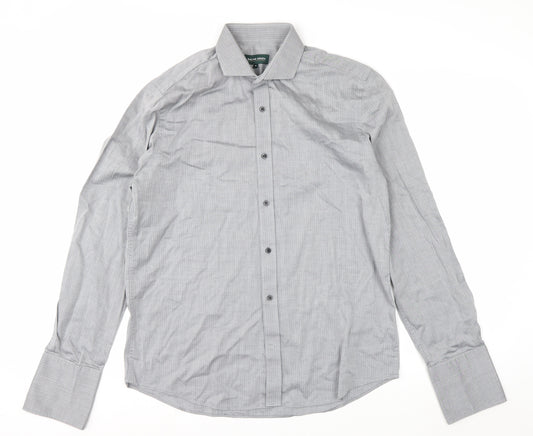 Racing Green Men's Grey 16 Regular Fit Cotton Long Sleeve Formal Shirt
