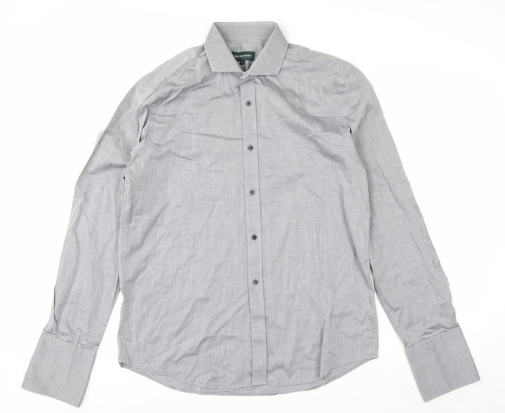Racing Green Men's Grey 16 Regular Fit Cotton Long Sleeve Formal Shirt