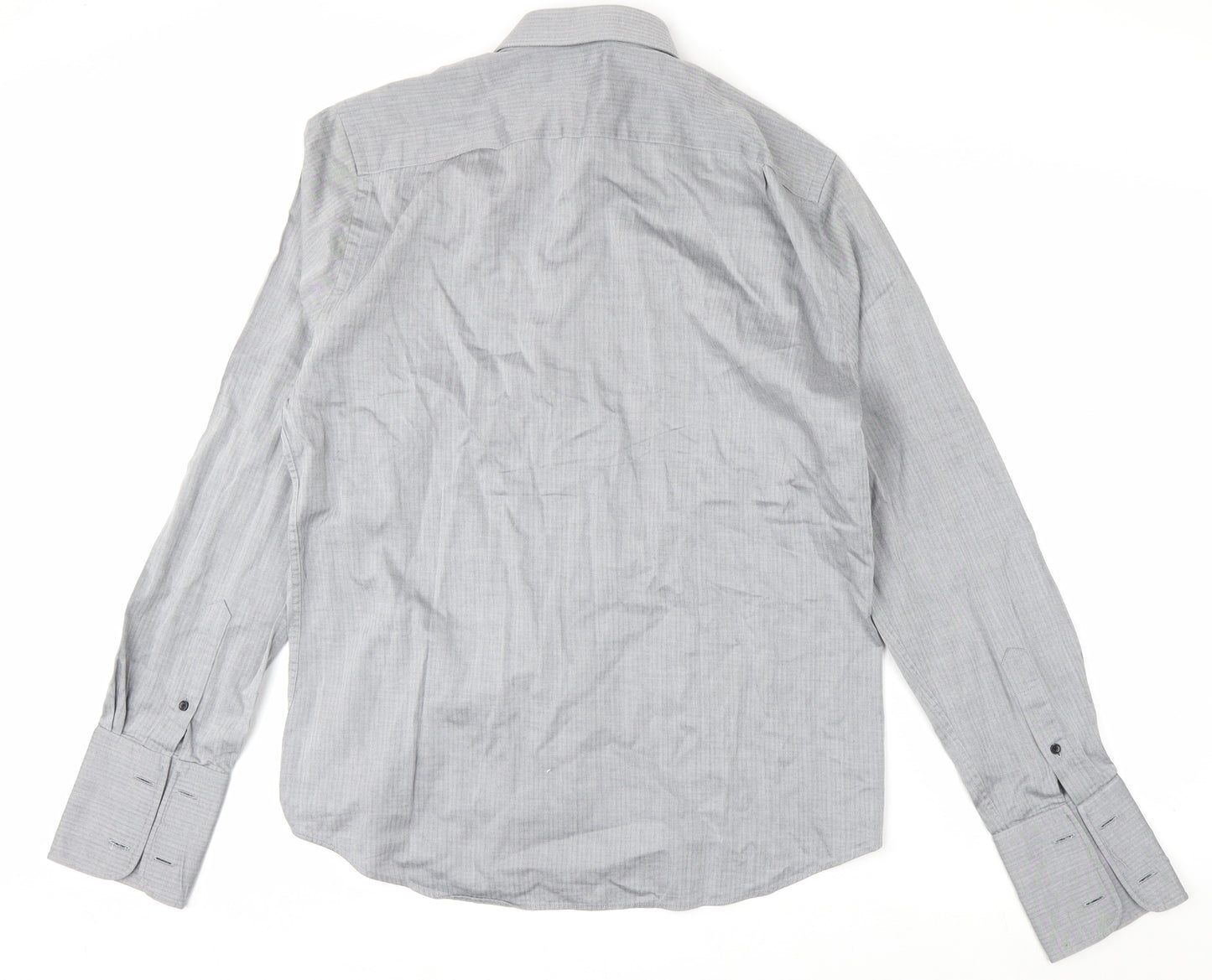 Racing Green Men's Grey 16 Regular Fit Cotton Long Sleeve Formal Shirt