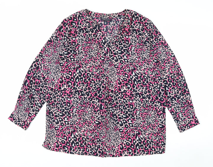Marks and Spencer Women’s Multicoloured Animal Print Long Sleeve Tunic Blouse Size 14