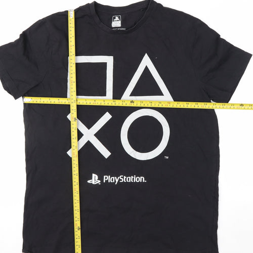 Tu Men's Black PlayStation Graphic T-Shirt L Regular Fit Cotton