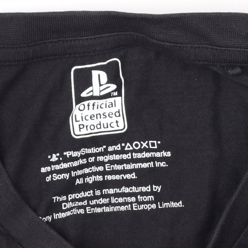 Tu Men's Black PlayStation Graphic T-Shirt L Regular Fit Cotton