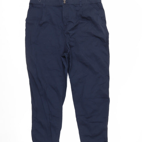 F&F Women’s Blue Chino Tapered Trousers Size 14 Cotton Blend