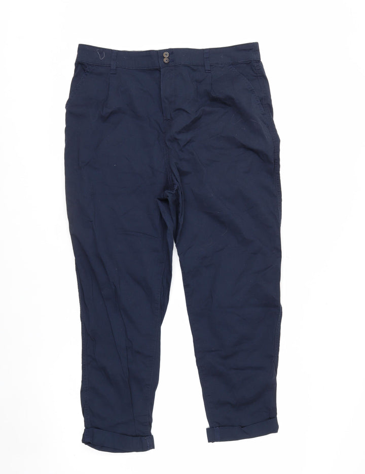 F&F Women’s Blue Chino Tapered Trousers Size 14 Cotton Blend