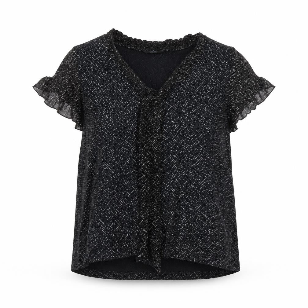Marks and Spencer Womens Black Polka Dot Viscose Blouse UK 16 Wrap Style