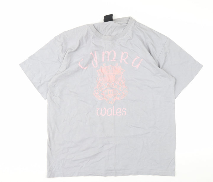 Manav Premier Clothing Unisex Grey Cymru Wales Cotton T-Shirt XL