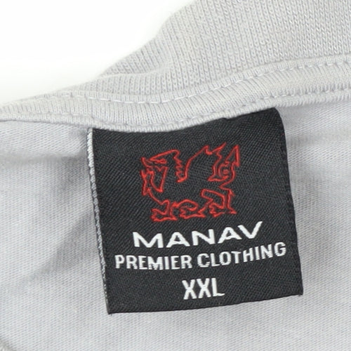 Manav Premier Clothing Unisex Grey Cymru Wales Cotton T-Shirt XL