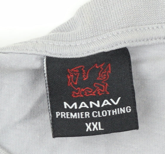 Manav Premier Clothing Unisex Grey Cymru Wales Cotton T-Shirt XL