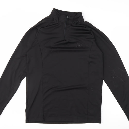 boohooMAN Men’s Black Slim Fit 1/4 Zip Long Sleeve Activewear Top M
