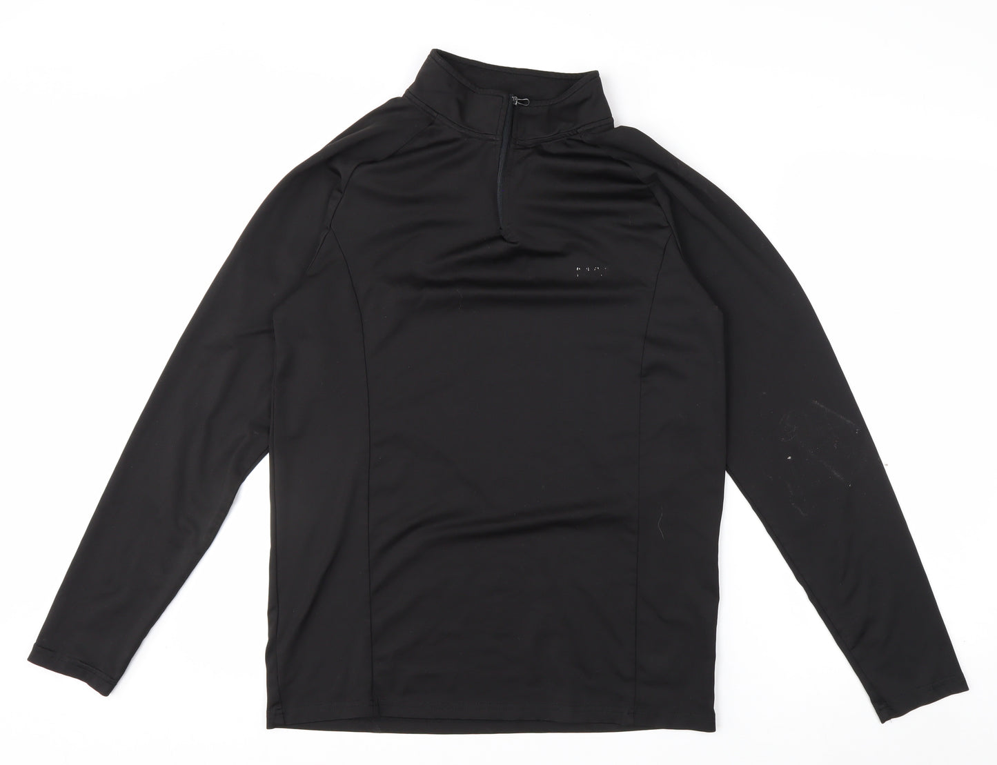 boohooMAN Men’s Black Slim Fit 1/4 Zip Long Sleeve Activewear Top M