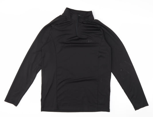 boohooMAN Men’s Black Slim Fit 1/4 Zip Long Sleeve Activewear Top M