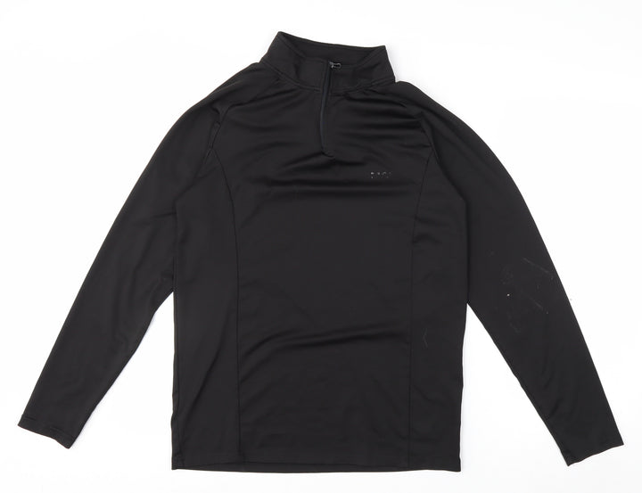 boohooMAN Men’s Black Slim Fit 1/4 Zip Long Sleeve Activewear Top M