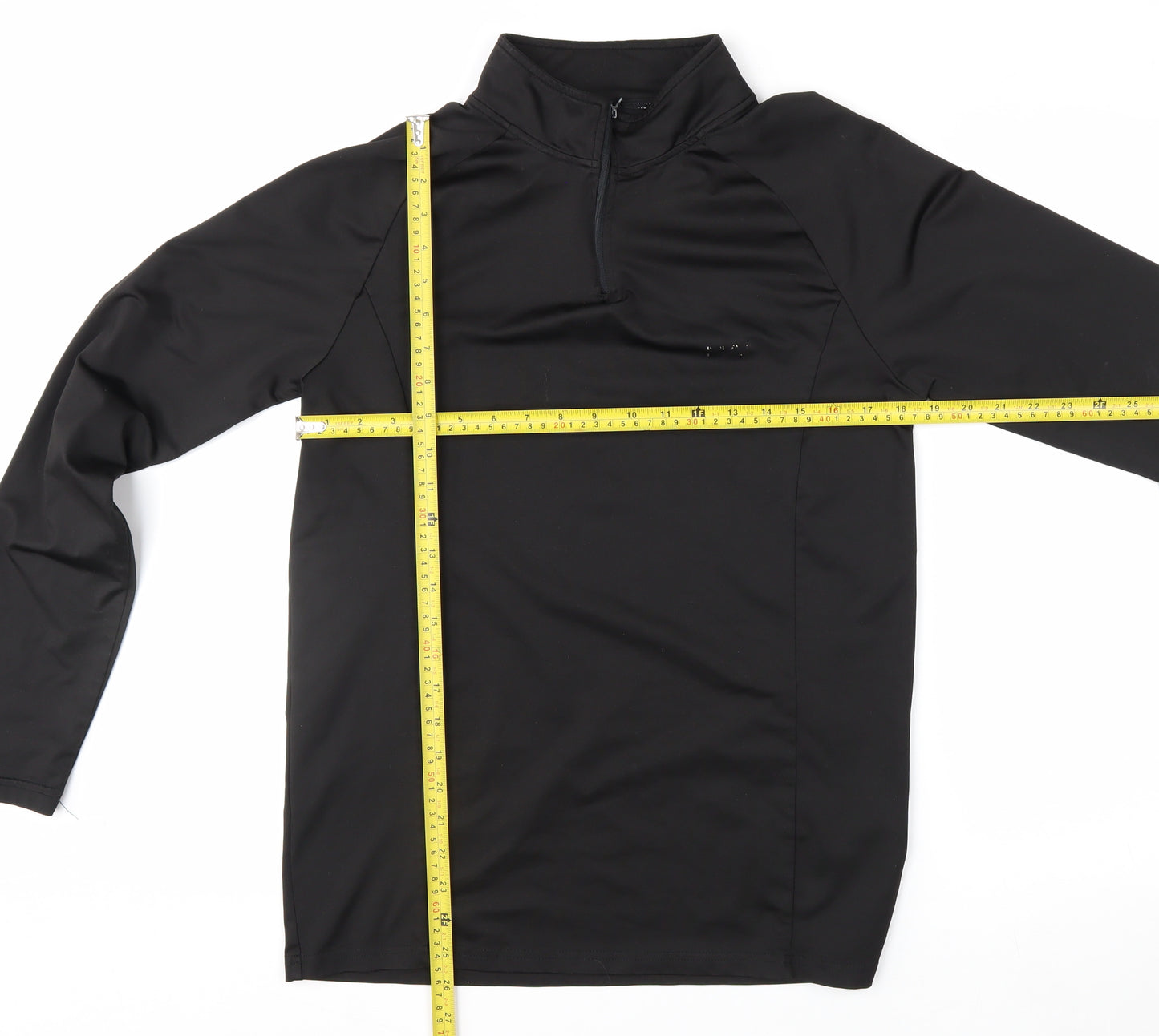 boohooMAN Men’s Black Slim Fit 1/4 Zip Long Sleeve Activewear Top M