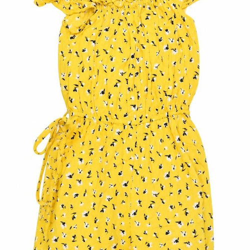 Miss Selfridge Women Yellow Floral Viscose Playsuit UK 10 Sleeveless Summer