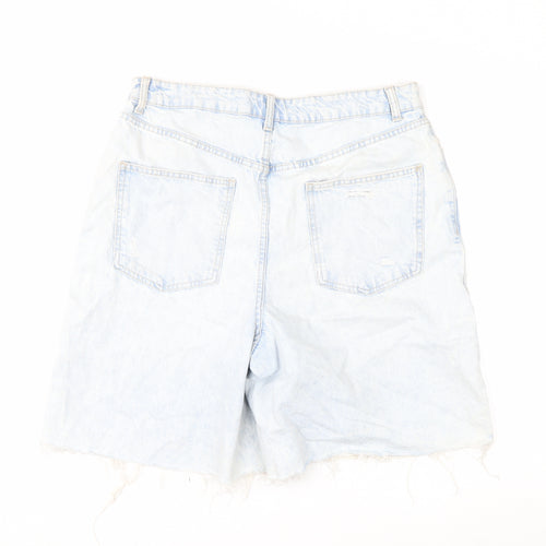 Primark Women Blue Size 16 Bermuda Denim Shorts Distressed Frayed