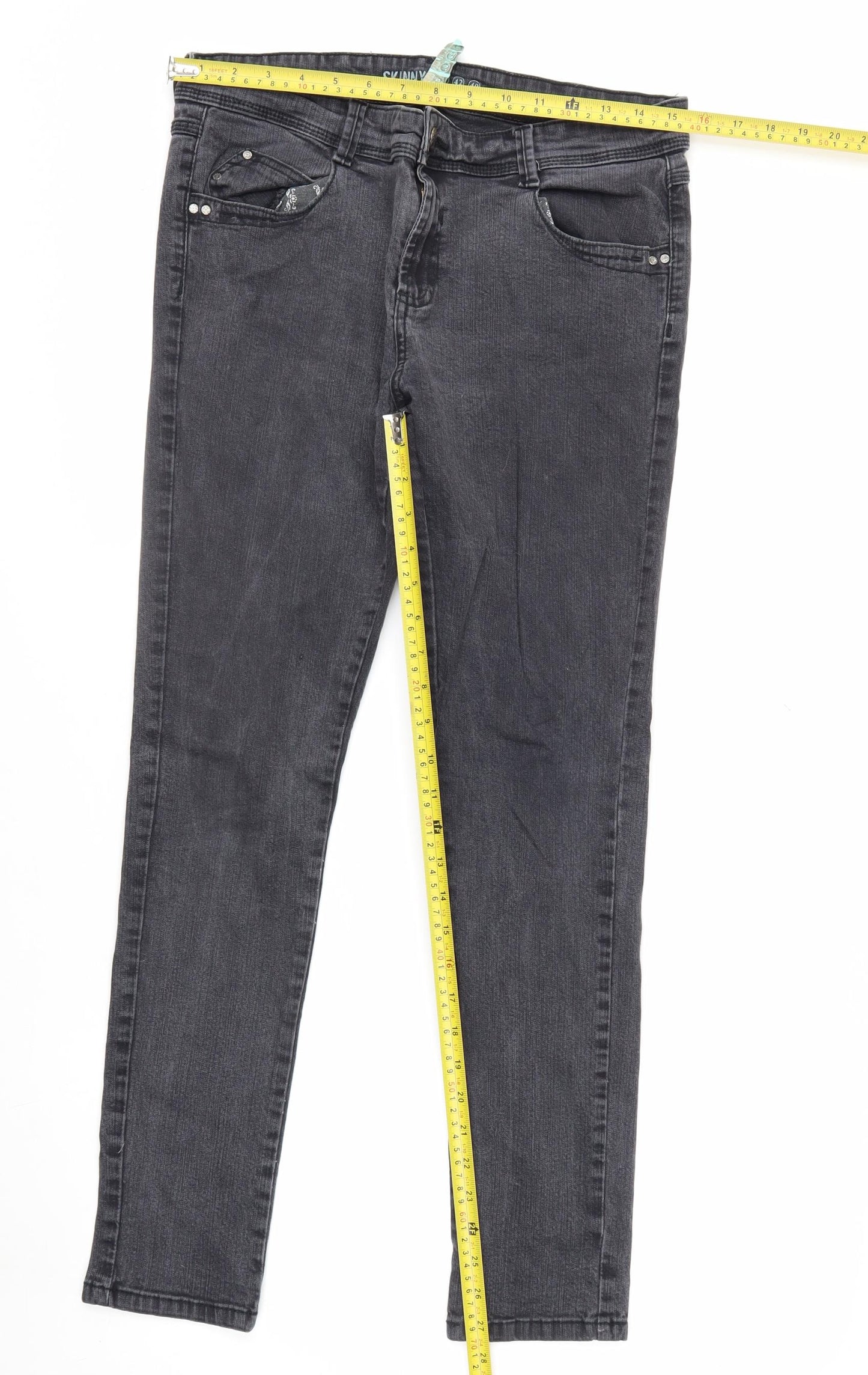 Denim Co Women Grey Skinny Jeans Size 14 Stretch Denim