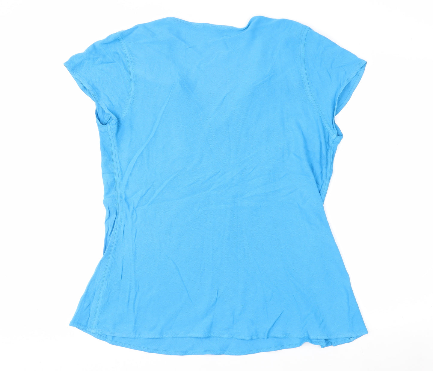 Evans Women Blue Sequin V-Neck Short Sleeve Viscose Tunic Top Size 16