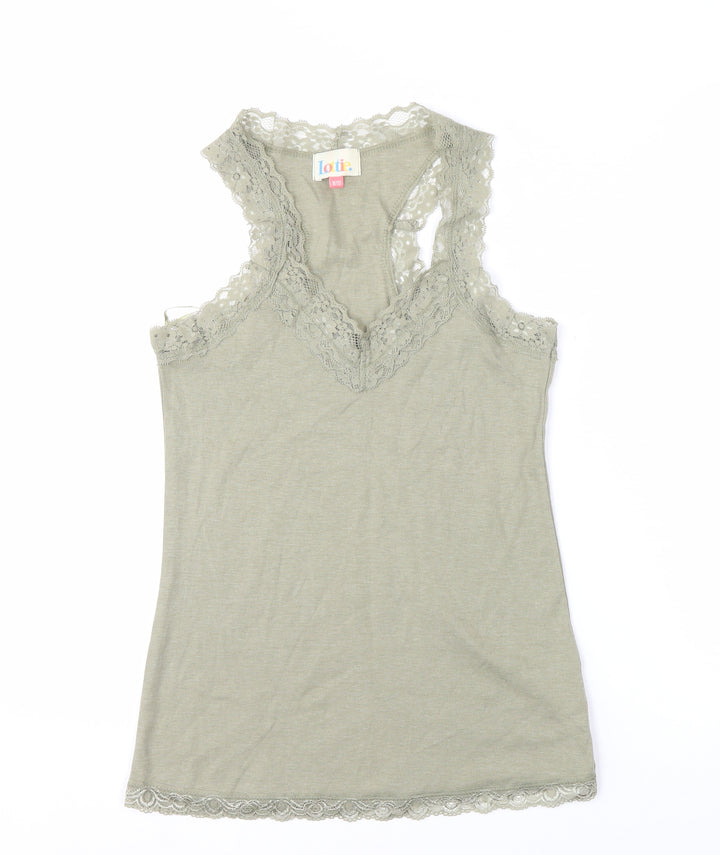 Lottie Women's Green Lace Trim Camisole Tank Top Size 8/10