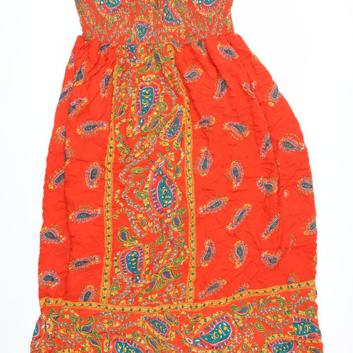 Simple Be Women's Red Paisley Strapless Midi Dress Size 14 Boho Summer
