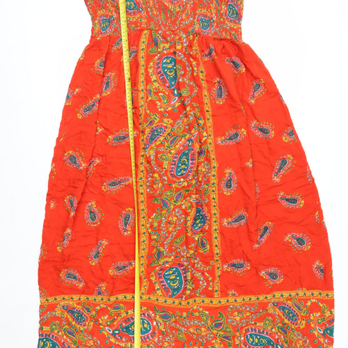 Simple Be Women's Red Paisley Strapless Midi Dress Size 14 Boho Summer