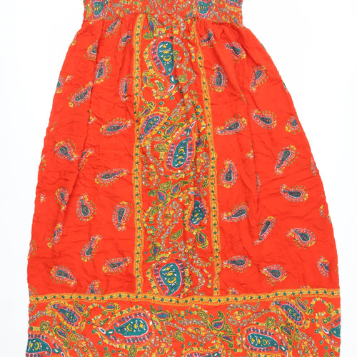 Simple Be Women's Red Paisley Strapless Midi Dress Size 14 Boho Summer