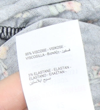 Peacocks Women’s Black Floral A-Line Ruched Dress Size 14