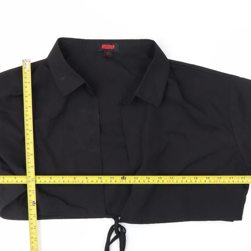 MISSPAP Women's Black Cropped Collared Long Sleeve Blouse Size 14