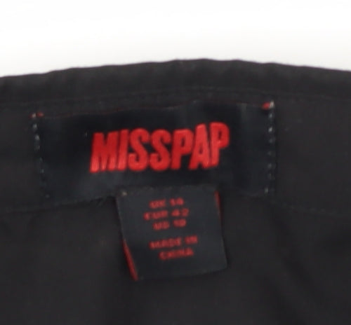 MISSPAP Women's Black Cropped Collared Long Sleeve Blouse Size 14