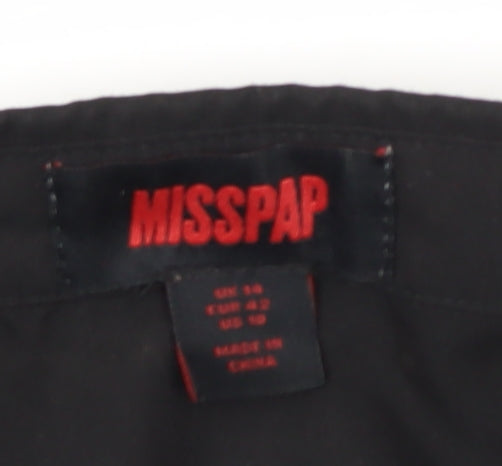 MISSPAP Women's Black Cropped Collared Long Sleeve Blouse Size 14