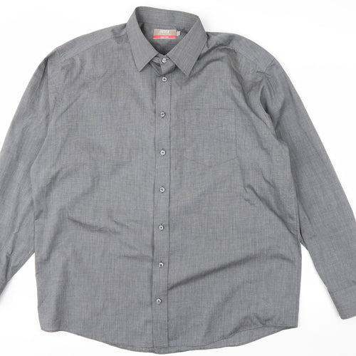 Marks and Spencer Men’s Grey Non-Iron Long Sleeve Shirt Size 17 Regular Fit