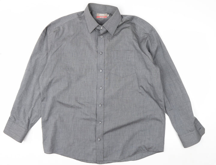 Marks and Spencer Men’s Grey Non-Iron Long Sleeve Shirt Size 17 Regular Fit