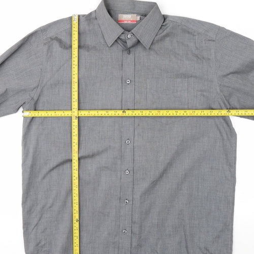 Marks and Spencer Men’s Grey Non-Iron Long Sleeve Shirt Size 17 Regular Fit