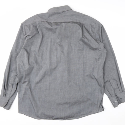 Marks and Spencer Men’s Grey Non-Iron Long Sleeve Shirt Size 17 Regular Fit