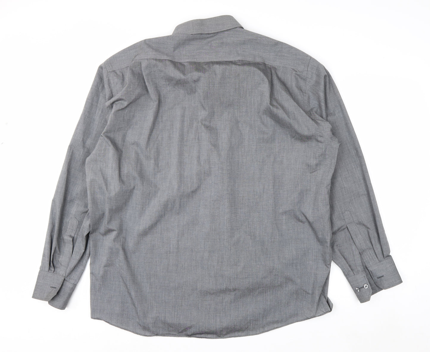 Marks and Spencer Men’s Grey Non-Iron Long Sleeve Shirt Size 17 Regular Fit