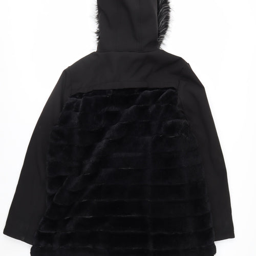 SPATIAL Women's Black Faux Fur Hooded Parka Coat Size 16