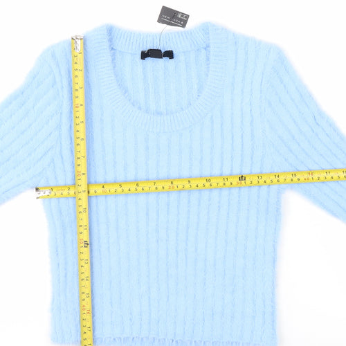 New Look Girls Blue Fluffy Ribbed Pullover Jumper Age 14-15 Years